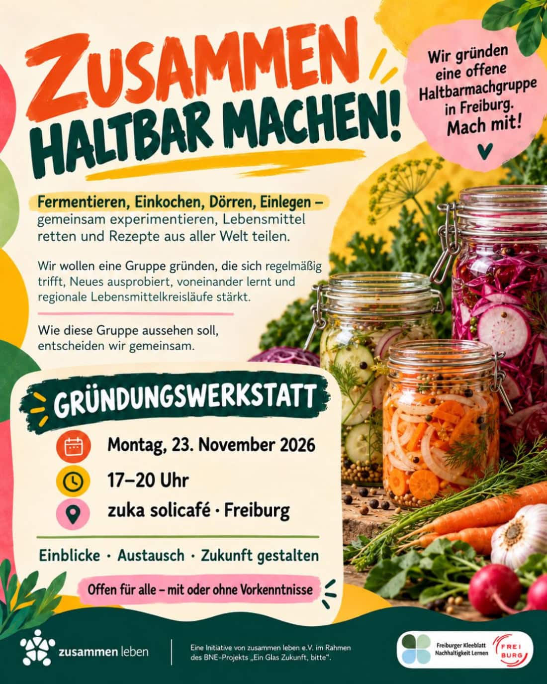Gründungswerkstatt zusammen haltbar machen